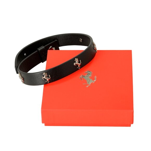 Scuderia Ferrari Black Double Coil Hypersonic 100% Leather Bracelet - Picture 3 of 3